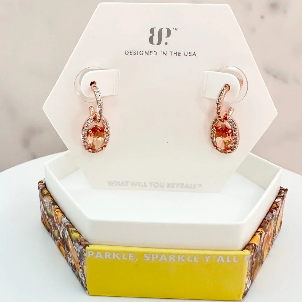 Bomb Party November Amber Topaz Sparkling Journeys Earrings RBP8407 NWT